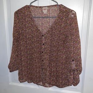 Mossimo Floral Lightweight Button Up Top